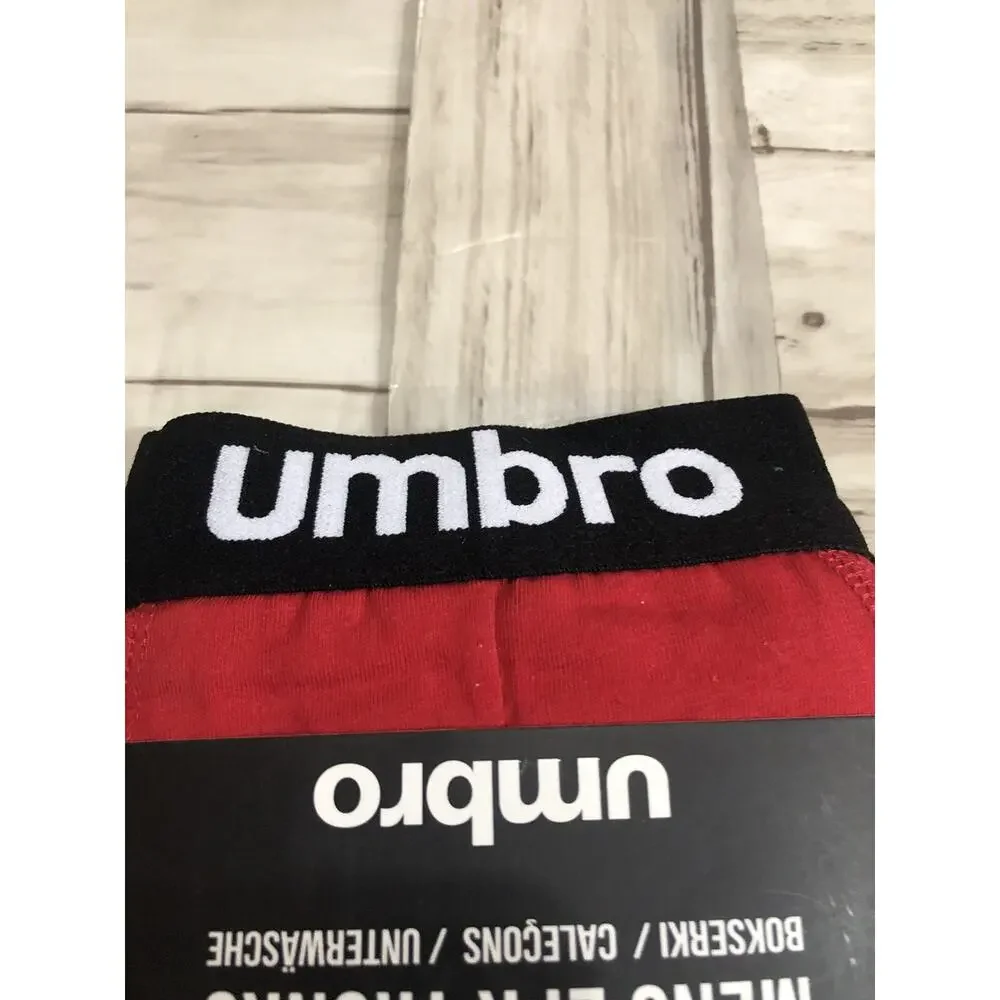 Umbro Boxer Trunks Mens XL Underwear Red Stretch Shorts Cotton 2 Pack A10